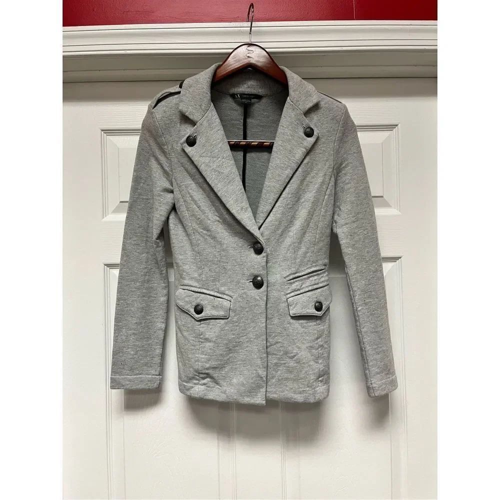Armani Exchange Gray Jersey Military Style Blazer sz S EUC